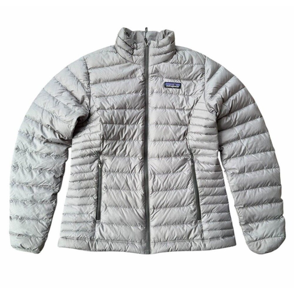 Patagonia Goose Down Sweater Puffer Jacket Womens Small Light Gray Lightweight - Picture 1 of 10